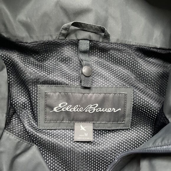 Eddie Bauer Rain Jacket Mens Medium Gray Weatheredge Waterproof Hooded Coat - Picture 3 of 7